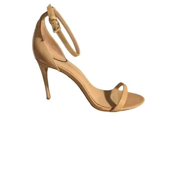 - Rachel Zoe  Beige Patent Leather Stiletto Sandals Size 8 Open Toe Ankle strap - Picture 2 of 10
